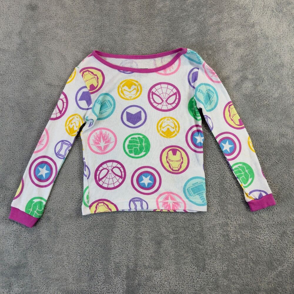 Marvel Pajama Shirt Kids 4T White Toddler Spiderman Iron Man Captain America Top
